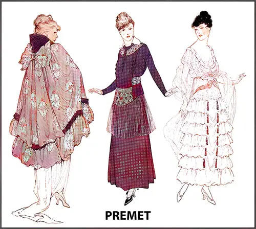 Circular Wrap, Serge Dress, and a Satin Dress by Premet.