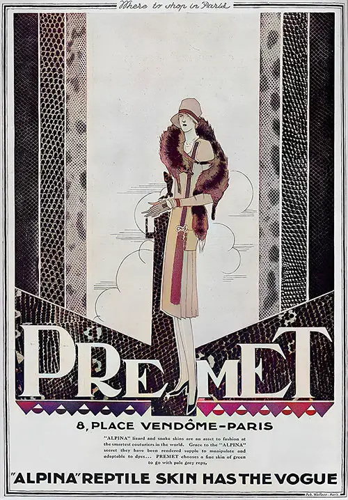 1927 Advertisement for Premet - Where to Shop in Paris Campaign.