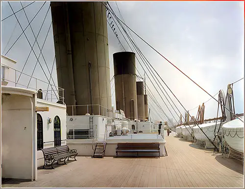 Deck Showing Second Class Entrance on the RMS Olympic, 1911.
