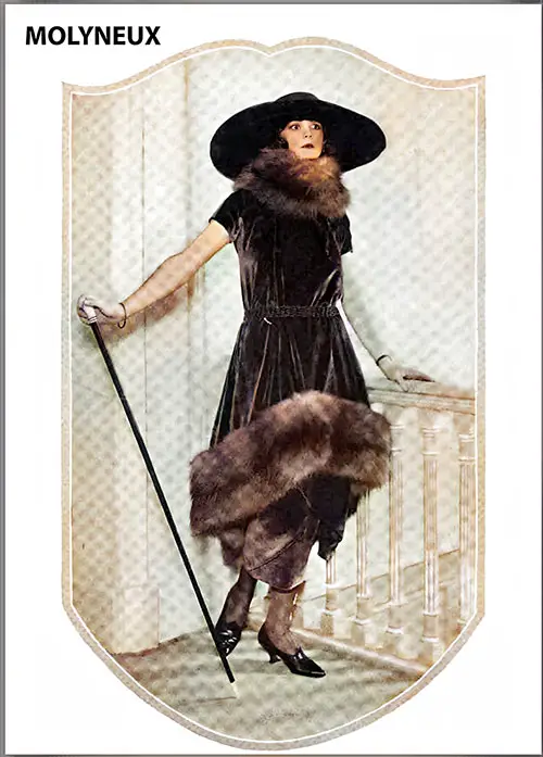 Tailleur of Bottle Green Velvet by Molyneux.