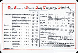 Wine, Liquor, Other Beverages and Tobacco Menu