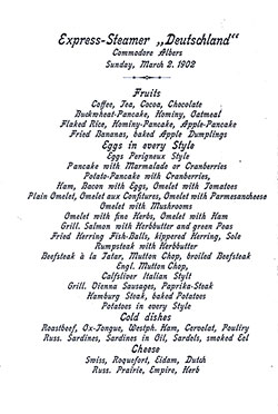 SS Deutschland Breakfast Menu Card 2 March1902