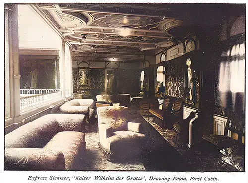 Express Steamer "Kaiser Wilhelm der Grosse" First Cabin Drawing Room.