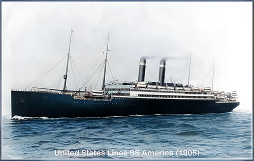 The United States Lines SS America I (1905) Shown Steaming at Sea circa 1925.