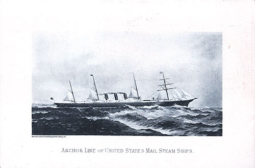 Front Cover, SS Anchoria Saloon Passenger List, 5 September 1884, Enhanced by Photoshop To Show Detail.