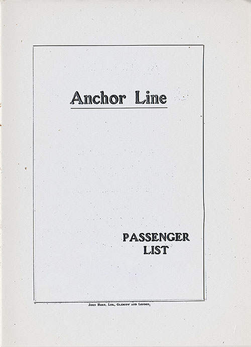 Title Page Precurser, TSS Assyria Cabin Passenger List, 26 August 1922.