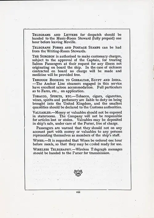 Information for Passengers, Part 4, TSS Assyria Cabin Passenger List, 26 August 1922.