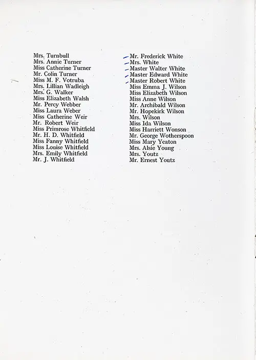 List of Passengers, Part 4, TSS Assyria Cabin Passenger List, 26 August 1922.