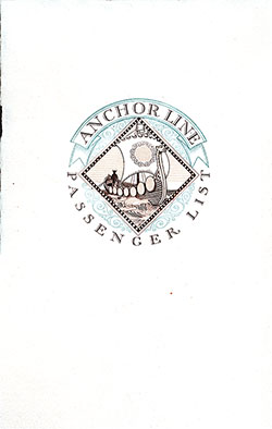 Front Cover, TSS California Cabin Passenger List, Departing 17 September 1927 from Glasgow to Boston and New York via Moville.