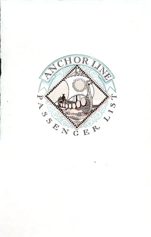 Front Cover, TSS California Cabin Passenger List, Departing 17 September 1927 from Glasgow to Boston and New York via Moville.
