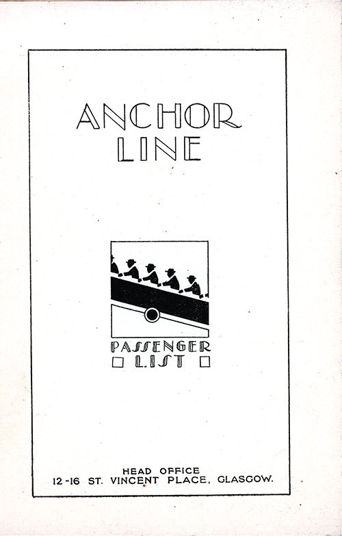 Title Page, TSS California Cabin Passenger List, 17 September 1927.