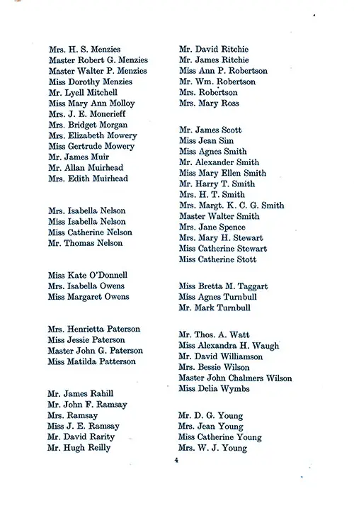 Second Class Passengers, Part 3, TSS Cameronia Cabin Passenger List, 31 July 1926.