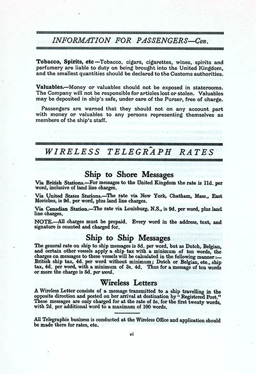 Information for Passengers, Part 4, TSS Cameronia Cabin Passenger List, 31 July 1926.
