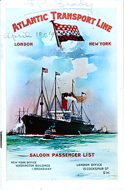 Passenger Manifest, Atlantic Transport Line, SS Minneapolis, 1902