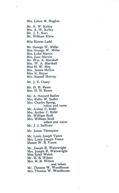 List of Passengers, Part 2 (Hughes-Woodhouse). SS Minneapolis First Class Passenger List, 12 May 1906.
