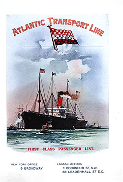 Passenger Manifest, Atlantic Transport Line SS Minneapolis 1909