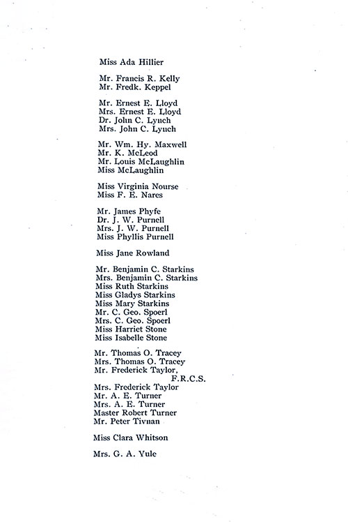 List of Passengers, Part 2 (Hillier-Yule). SS Minneapolis First Class Passenger List, 12 June 1909.