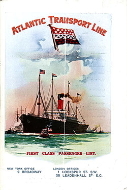 Passenger Manifest, Atlantic Transport Line, SS Minnehaha 1913