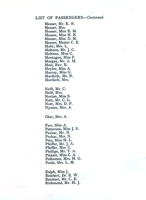 List of Passengers, Part 6 (Meuser-Richmond). SS Minnekahda Tourist Third Cabin Passenger List, 11 July 1925.