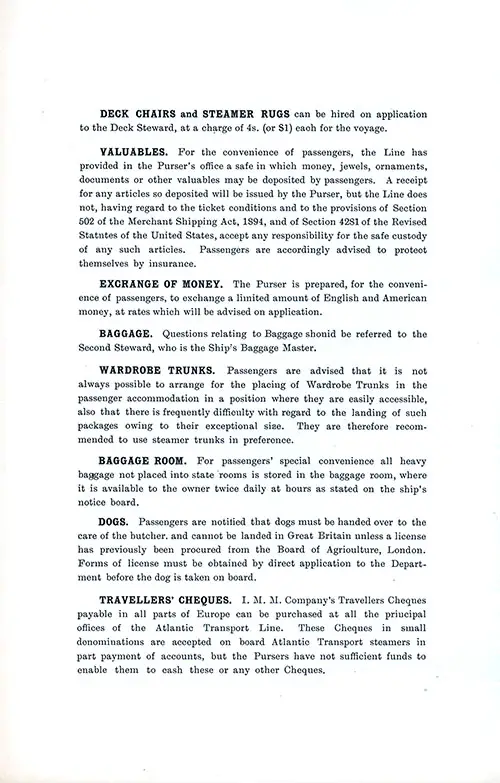 Information for Passengers, Part 2. SS Minnekahda Tourist Third Cabin Passenger List, 8 August 1925.