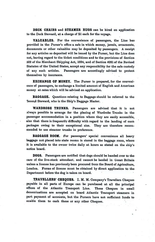 Information for Passengers, Part 2. SS Minnekahda Tourist Third Cabin Passenger List, 31 March 1928.