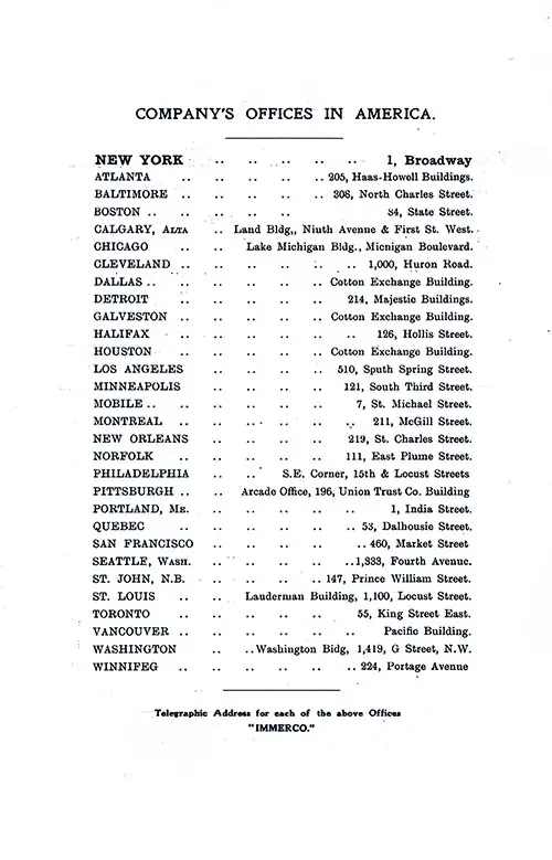 ATL Company's Offices in America. SS Minnekahda Tourist Third Cabin Passenger List, 31 March 1928.