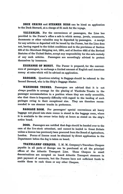 Information for Passengers, Part 2. SS Minnekahda Tourist Third Cabin Passenger List, 23 June 1928.