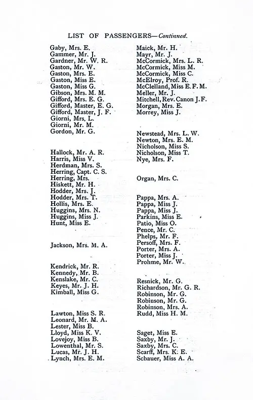 List of Passengers, Part 2 (E. Gaby-A. A. Schauer). SS Minnekahda Tourist Third Cabin Passenger List, 23 June 1928.