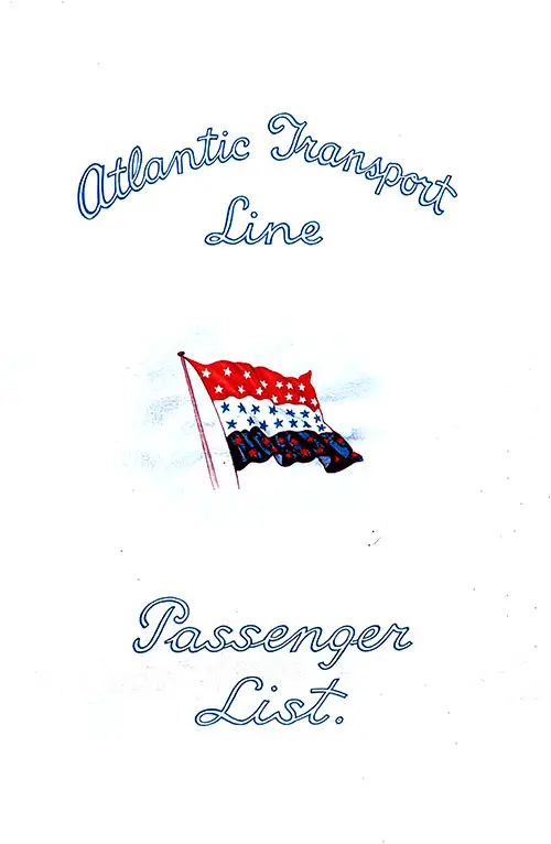 Front Cover, SS Minnekahda Tourist Third Cabin Passenger List, Departing 12 July 1930 from London to New York via Boulogne-sur-Mer.