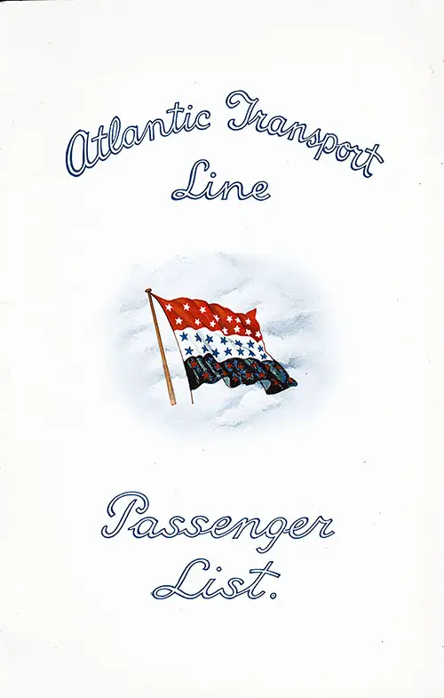 Front Cover, SS Minnesota Tourist Third Cabin Passenger List, Departing Saturday, 4 August 1928 from London to New York via Boulogne-sur-Mer.