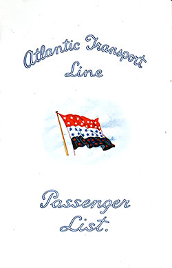 Front Cover, Passenger Manifest, SS Minnesota, Atlantic Transport Line, September 1928