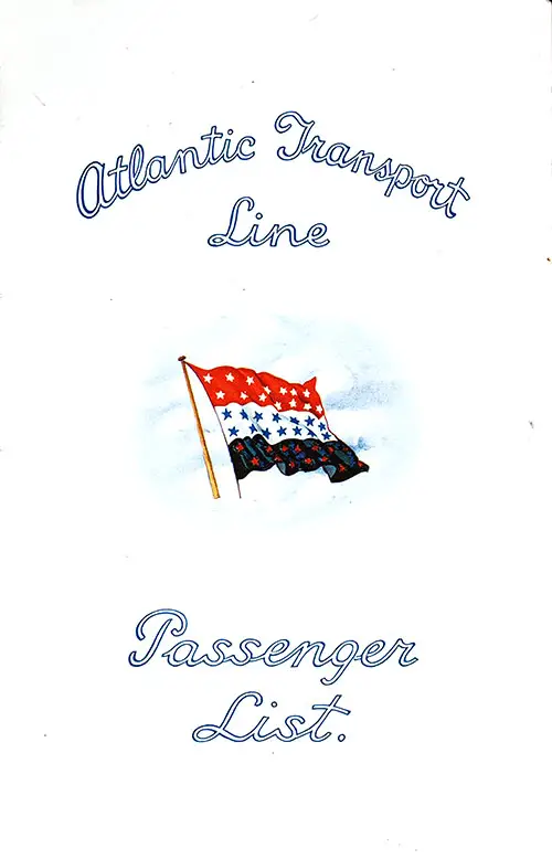Front Cover, SS Minnesota Tourist Third Cabin Passenger List, Departing 1 September 1928 from London to New York via Boulogne-sur-Mer.