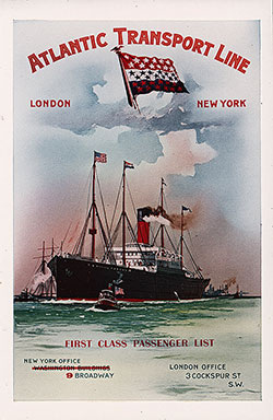 Passenger Manifest, Atlantic Transport Line, SS Minnetonka, 1904