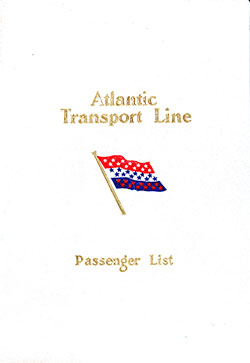 GGA Image ID # 12fbe89ee3 Front Cover, Atlantic Transport Line SS Minnetonka First Class Passenger List - 23 May 1914.