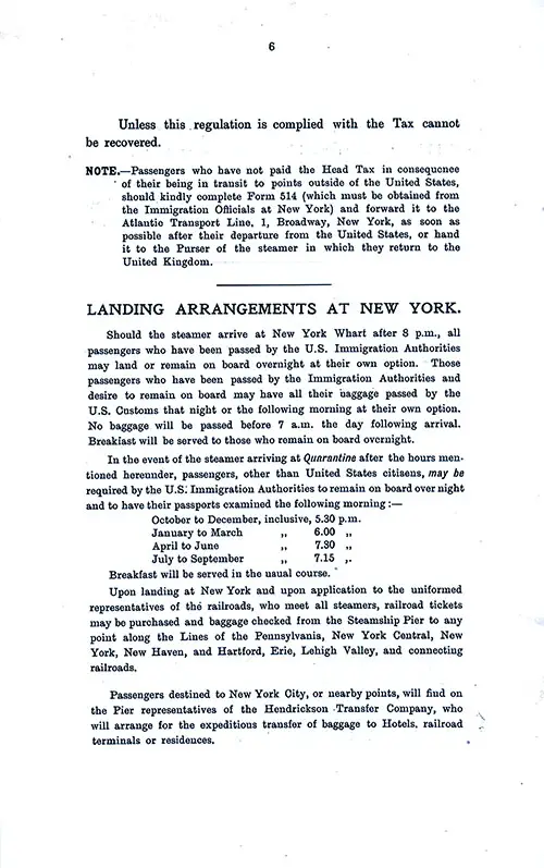 Recovery of US Head Tax. New York Landing Arrangements. SS Minnetonka First Class Passenger List, 17 December 1927.