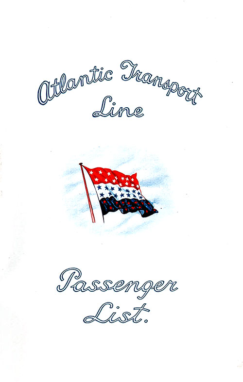 Front Cover, SS Minnetonka First Class Passenger List, Departing 27 September 1930 from London to New York via Boulogne-sur-Mer.