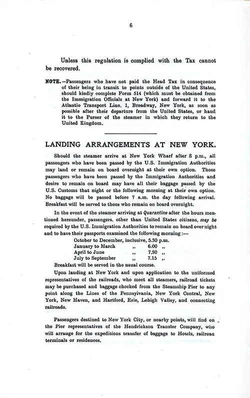 Recovery of US Head Tax (Cont.), and Landing Arrangements at New York. SS Minnewaska First Class Passenger List, 25 August 1928.