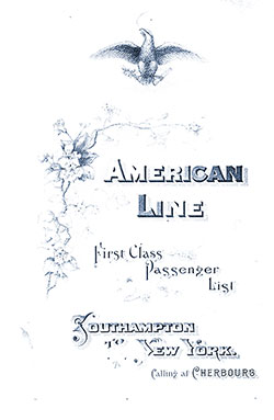 GGA Image ID # 158fcdf9b6 Front Cover - 23 September 1905 Passenger List, SS New York, American Line