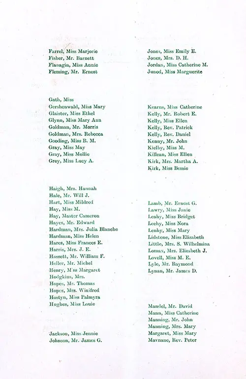 Second Class Passengers, Part 2, SS St. Paul First and Second Class Passenger List, 9 September 1916.