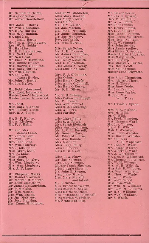GGA Image ID # 238224b630 List of Second Class Passengers, Part 2 of 2, RMS Lucania Second Class Passenger List, 4 July 1896.