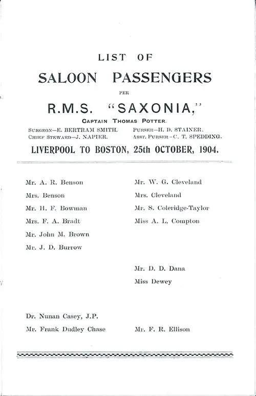 Title Page and Saloong Passengers.