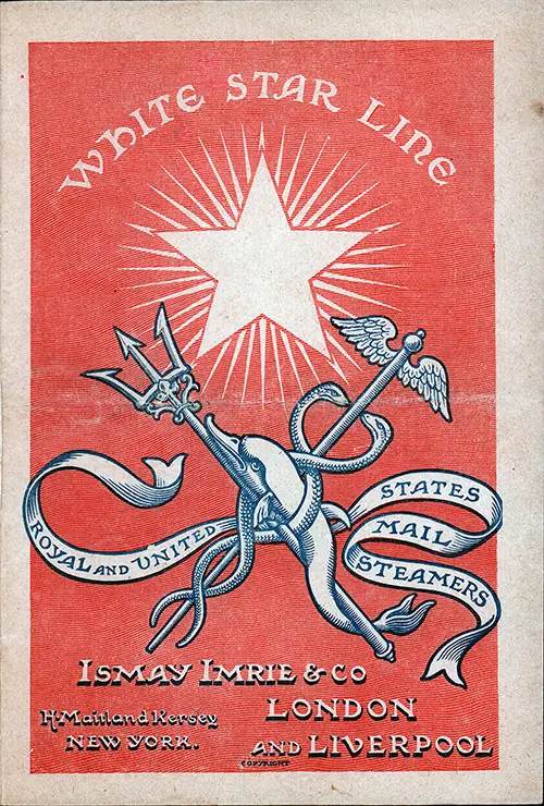 GGA Image ID # 13c41467d8 Front Cover, Saloon Passenger List for the RMS Germanic of the White Star Line, Departing 22 July 1896 from Liverpool to New York.