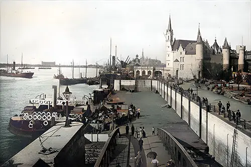 Large Floating Pontoon at the Port of Antwerp, Belgium circa 1909.