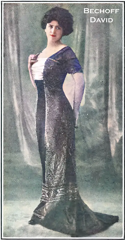 GGA Image ID # 217c9b16fb Béchoff-David Black Liberty Evening Robe Covered With a Network of Pearls. The Corsage Fashioned of Flesh-Colored Ribbon.