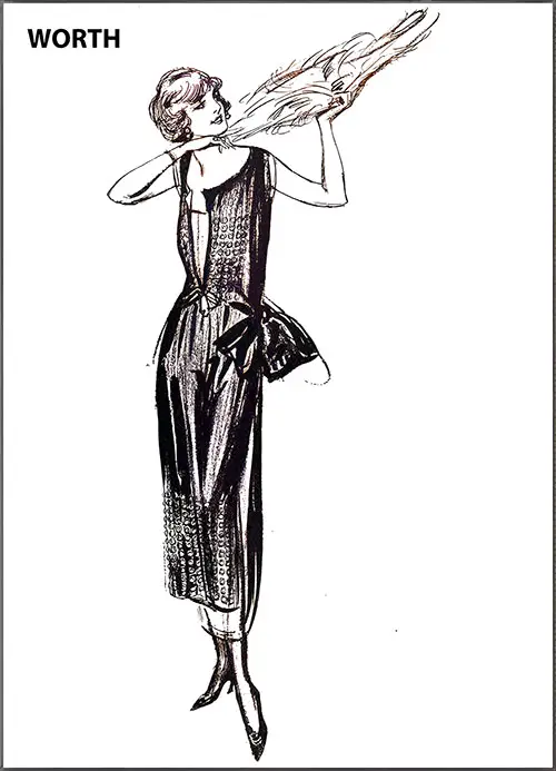 Dress of Black Satin by Worth.