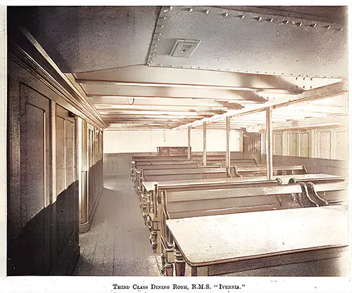 Third Class Dining Room on the RMS Ivernia.