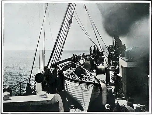 Some of the Titanic's Lifeboats on the Deck of the Carpathia