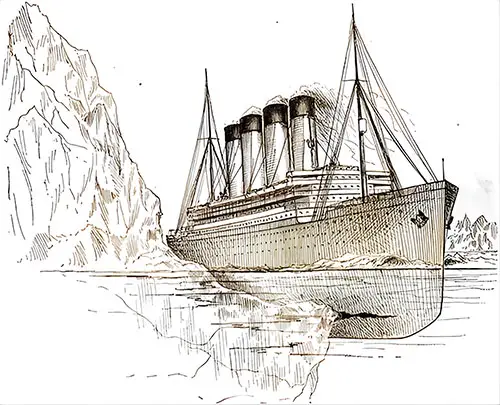 This Picture Depicts What in All Probability Happened to the Titanic. She Struck a Massive, Projecting Underwater Shelf of an Iceberg