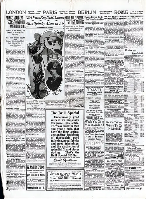 Page 11 of the New York American fro 17 April 1912. Featured Article: Prince Adelbert Seeks to Wed An American Girl.