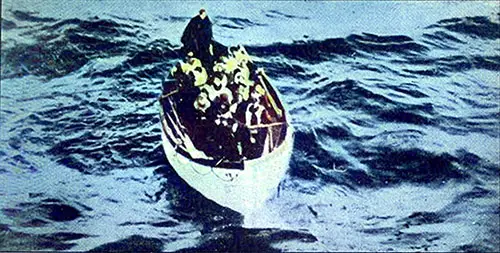 One of the Titanic's Life-Boats Approaching the Carpathia, Barely Half Full.